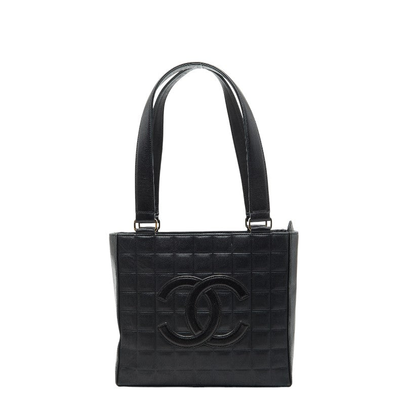シャネル チョコバー ココマーク ハンドバッグ トートバッグ ブラック ラムスキン レディース CHANEL 【中古】