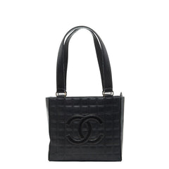 シャネル チョコバー ココマーク ハンドバッグ トートバッグ ブラック ラムスキン レディース CHANEL 【中古】