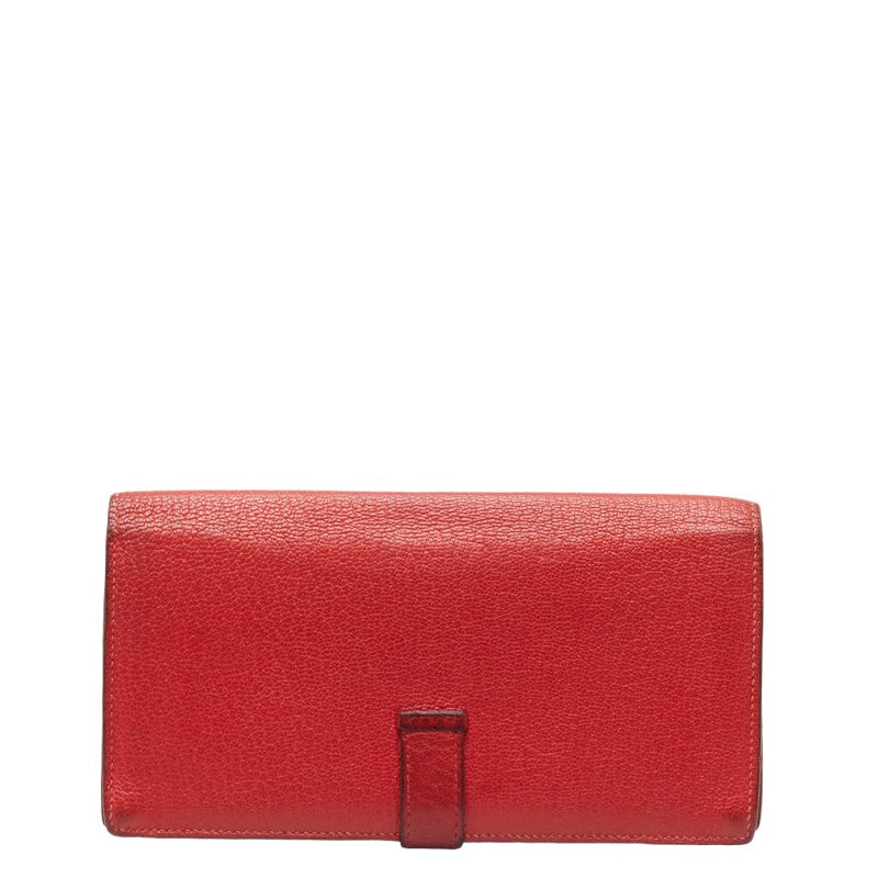 エルメス ベアンスフレ 二つ折り財布 長財布 ルージュ レッド レザー レディース HERMES 【中古】