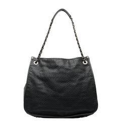 シャネル ココマーク パンチング チェーン 斜め掛け ショルダーバッグ トートバッグ ブラック レザー レディース CHANEL 【中古】