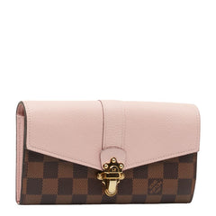 ルイ ヴィトン ダミエ ポルトフォイユ クラプトン 長財布 N64447 マグノリア ピンク ブラウン PVC レザー レディース LOUIS VUITTON 【中古】