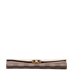 ルイ ヴィトン ダミエ ポルトフォイユ クラプトン 長財布 N64447 マグノリア ピンク ブラウン PVC レザー レディース LOUIS VUITTON 【中古】