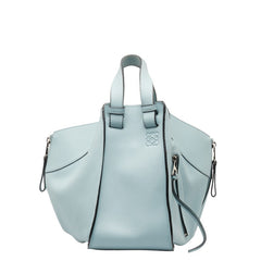 ロエベ ハンモック スモール ハンドバッグ ショルダーバッグ 2WAY ライトブルー レザー レディース LOEWE 中古