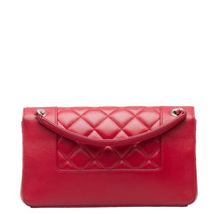 シャネル マトラッセ ココマーク チェーン 斜め掛け ショルダーバッグ レッド レザー レディース CHANEL 中古