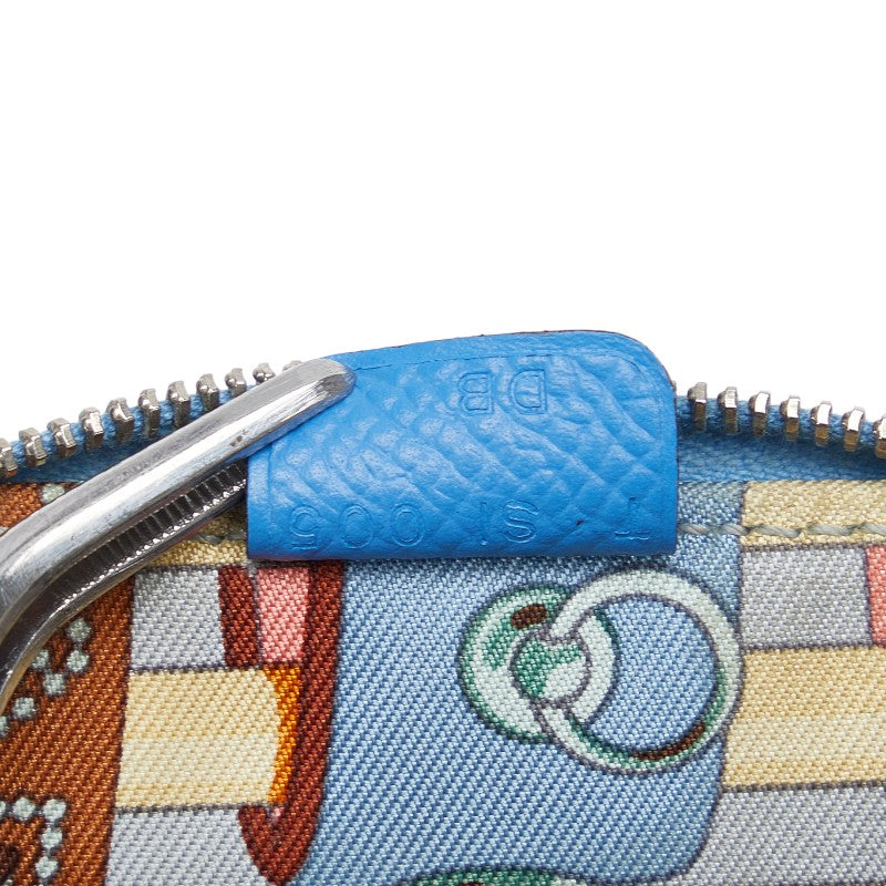 エルメス シルクイン コインケース 小銭入れ ブルー レザー レディース HERMES 【中古】