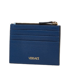 ヴェルサーチェ ヴィルトゥス カードケース コインケース ブルー レザー レディース VERSACE 【中古】