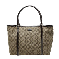 グッチ GGスプリーム ハンドバッグ トートバッグ 197953 ベージュ ブラウン PVC レザー レディース GUCCI 【中古】