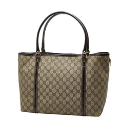 グッチ GGスプリーム ハンドバッグ トートバッグ 197953 ベージュ ブラウン PVC レザー レディース GUCCI 【中古】