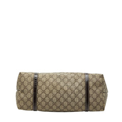 グッチ GGスプリーム ハンドバッグ トートバッグ 197953 ベージュ ブラウン PVC レザー レディース GUCCI 【中古】