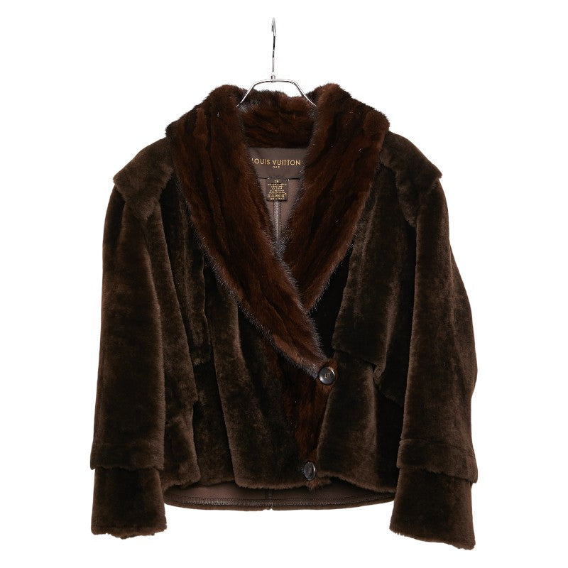 ルイ ヴィトン ジャケット コート ミンクファー サイズ：38 ブラウン 羊革/ミンク レディース LOUIS VUITTON 【中古】