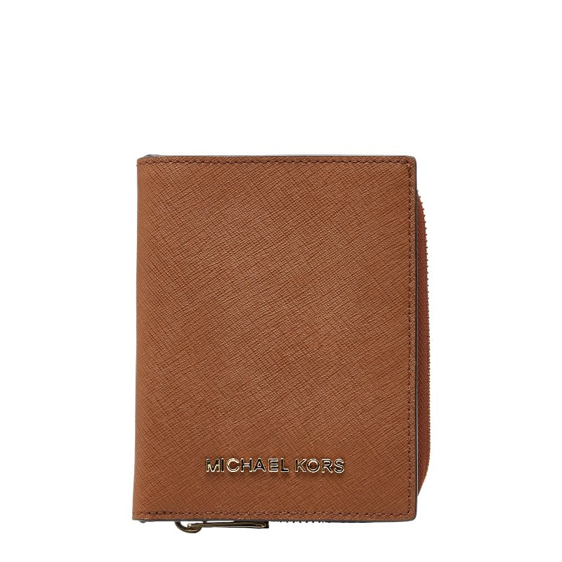 マイケルコース - カードケース パスケース ラウンドファスナー コインケース ブラウン レザー レディース Michael Kors 【中古】