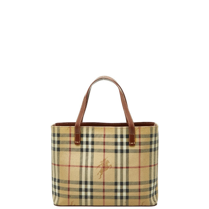 バーバリー ノバチェック シャドーホース ハンドバッグ ベージュ マルチカラー PVC レザー レディース BURBERRY 【中古】