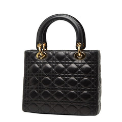 ディオール カナージュ レディディオール ミディアム ショルダーバッグ ブラック ラムスキン レディース Dior 【中古】