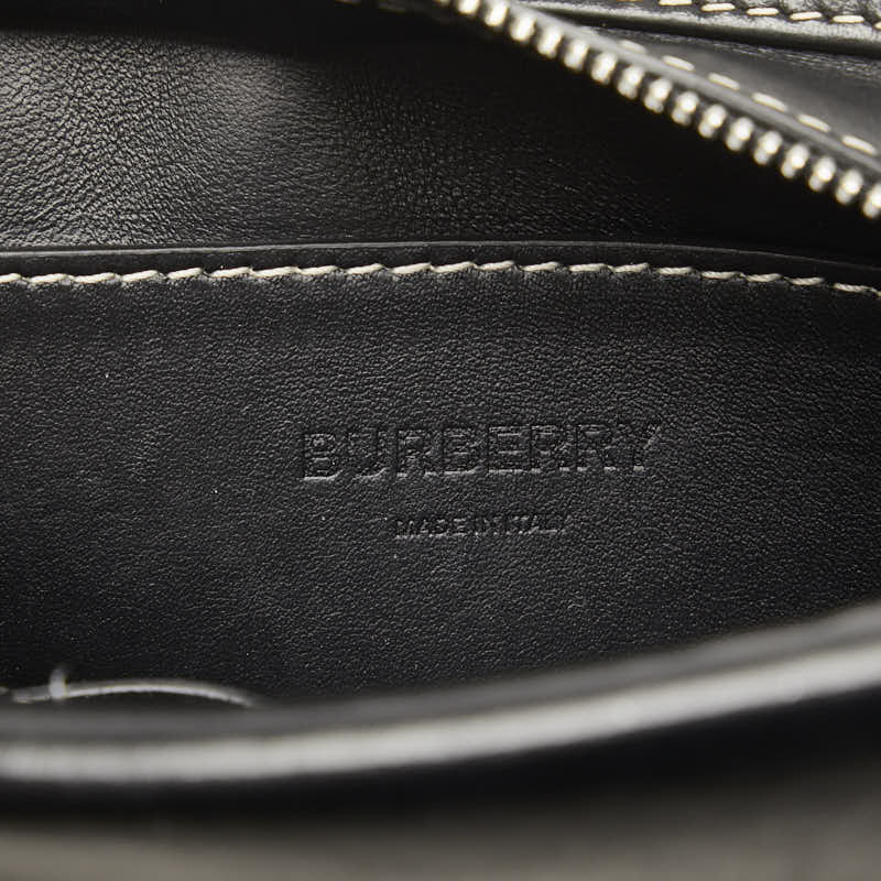 バーバリー ロゴ ホースフェリー ハンドバッグ ショルダーバッグ 2WAY グレー ブラック コットンキャンバス レザー レディース BURBERRY 【中古】