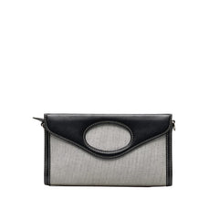 バーバリー ロゴ ホースフェリー ハンドバッグ ショルダーバッグ 2WAY グレー ブラック コットンキャンバス レザー レディース BURBERRY 【中古】