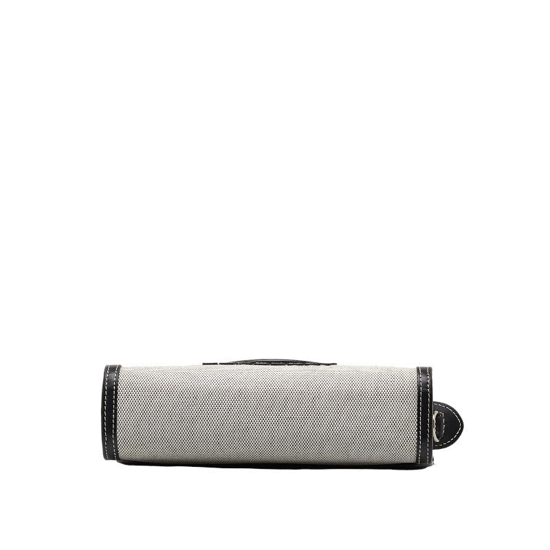 バーバリー ロゴ ホースフェリー ハンドバッグ ショルダーバッグ 2WAY グレー ブラック コットンキャンバス レザー レディース BURBERRY 【中古】