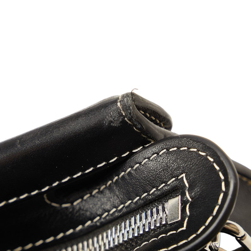 バーバリー ロゴ ホースフェリー ハンドバッグ ショルダーバッグ 2WAY グレー ブラック コットンキャンバス レザー レディース BURBERRY 【中古】