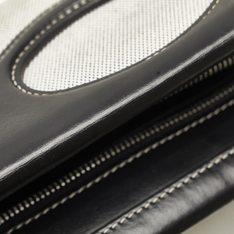 バーバリー ロゴ ホースフェリー ハンドバッグ ショルダーバッグ 2WAY グレー ブラック コットンキャンバス レザー レディース BURBERRY 【中古】