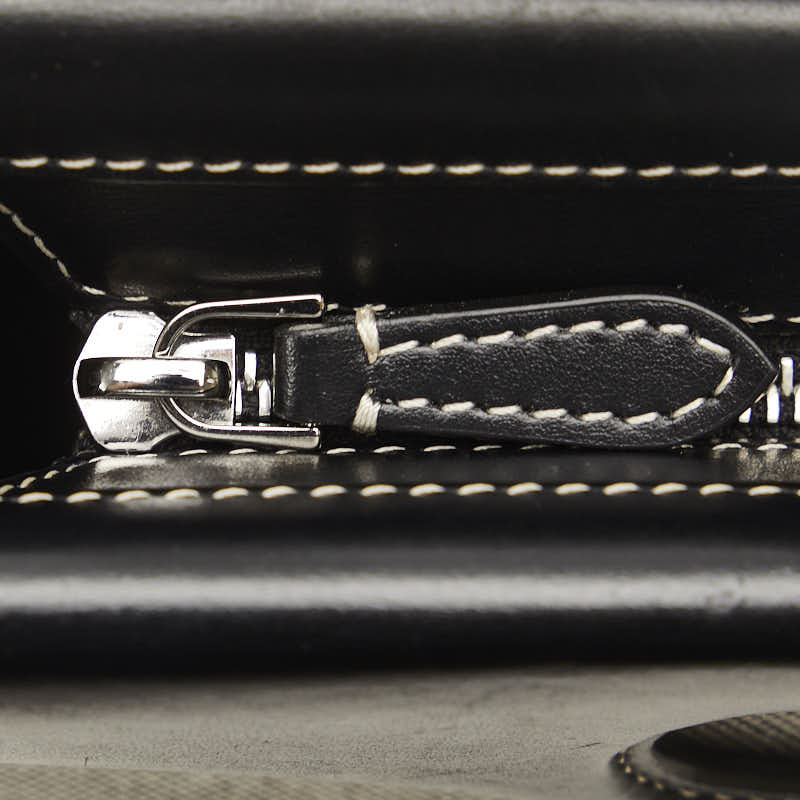 バーバリー ロゴ ホースフェリー ハンドバッグ ショルダーバッグ 2WAY グレー ブラック コットンキャンバス レザー レディース BURBERRY 【中古】