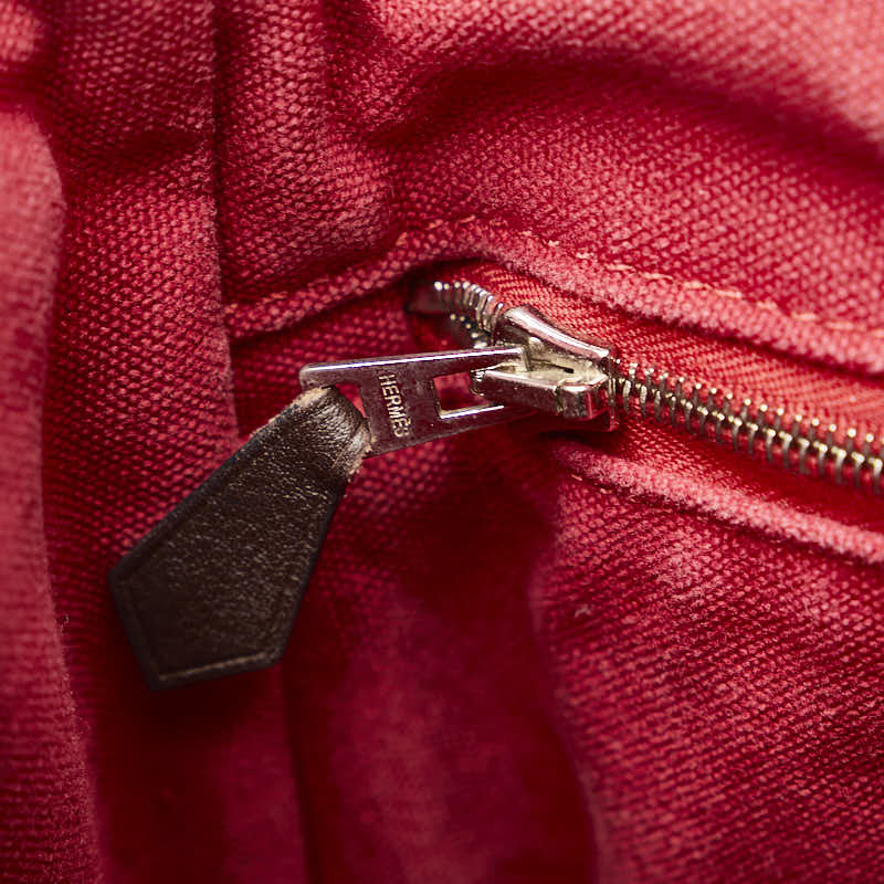 エルメス トロカホリゾンタルMM ハンドバッグ トートバッグ レッド ブラウン キャンバス レディース HERMES 【中古】