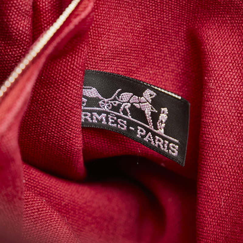 エルメス トロカホリゾンタルMM ハンドバッグ トートバッグ レッド ブラウン キャンバス レディース HERMES 【中古】