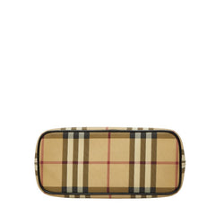 バーバリー ノバチェック ハンドバッグ ベージュ ブラック PVC レザー レディース BURBERRY 【中古】