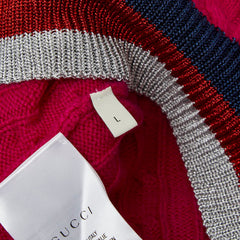 グッチ シェリーライン ケーブル セーター ニット サイズL パープル系 カシミヤ レーヨン 金属繊維 レディース GUCCI 【中古】