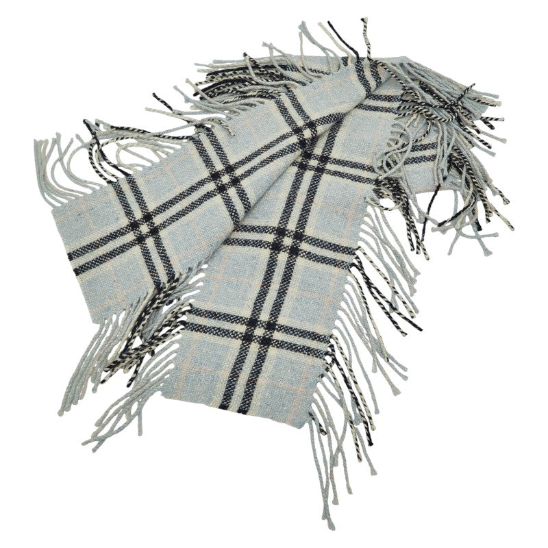 バーバリー チェック マフラー ライトブルー マルチカラー ウール アンゴラ カシミヤ レディース BURBERRY 【中古】