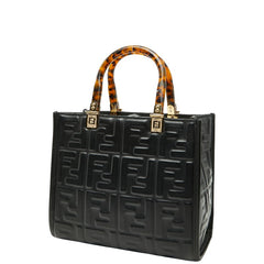 フェンディ サンシャイン スモール トートバッグ ハンドバッグ 8BH394 ブラック レザー レディース FENDI 【中古】