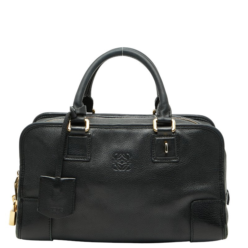 ロエベ アナグラム アマソナ28 ハンドバッグ ブラック レザー レディース LOEWE 【中古】