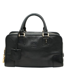 ロエベ アナグラム アマソナ28 ハンドバッグ ブラック レザー レディース LOEWE 【中古】