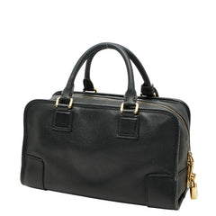 ロエベ アナグラム アマソナ28 ハンドバッグ ブラック レザー レディース LOEWE 【中古】