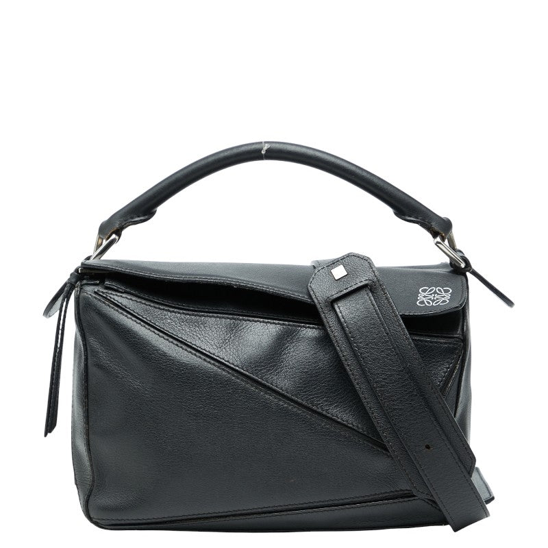 ロエベ パズル スモール ハンドバッグ ショルダーバッグ 2WAY ブラック レザー レディース LOEWE 【中古】