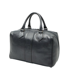 サンローラン YSLロゴ ハンドバッグ ミニボストンバッグ ネイビー レザー レディース SAINT LAURENT 【中古】