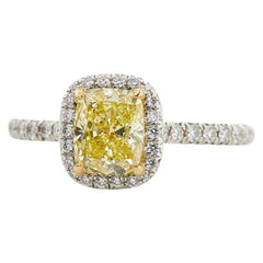 ティファニー #65824 Pt950 プラチナ K18WG ホワイトゴールド ファンシーインテンスイエローダイヤ1.54ct シングル ハロー エンゲージメント リング リング 指輪 レディース TIFFANY&Co. 9号 中古