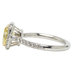 ティファニー #65824 Pt950 プラチナ K18WG ホワイトゴールド ファンシーインテンスイエローダイヤ1.54ct シングル ハロー エンゲージメント リング リング 指輪 レディース TIFFANY&Co. 9号 中古