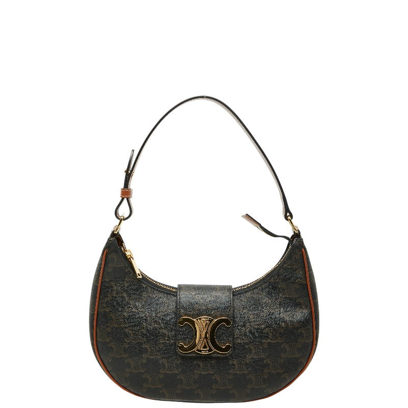 セリーヌ トリオンフ ワンショルダーバッグ ブラック ブラウン PVC レザー レディース CELINE 中古