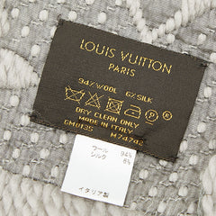 ルイ ヴィトン エシャルプ ロゴマニア マフラー M74742 グリペルル グレー ウール シルク レディース LOUIS VUITTON 中古