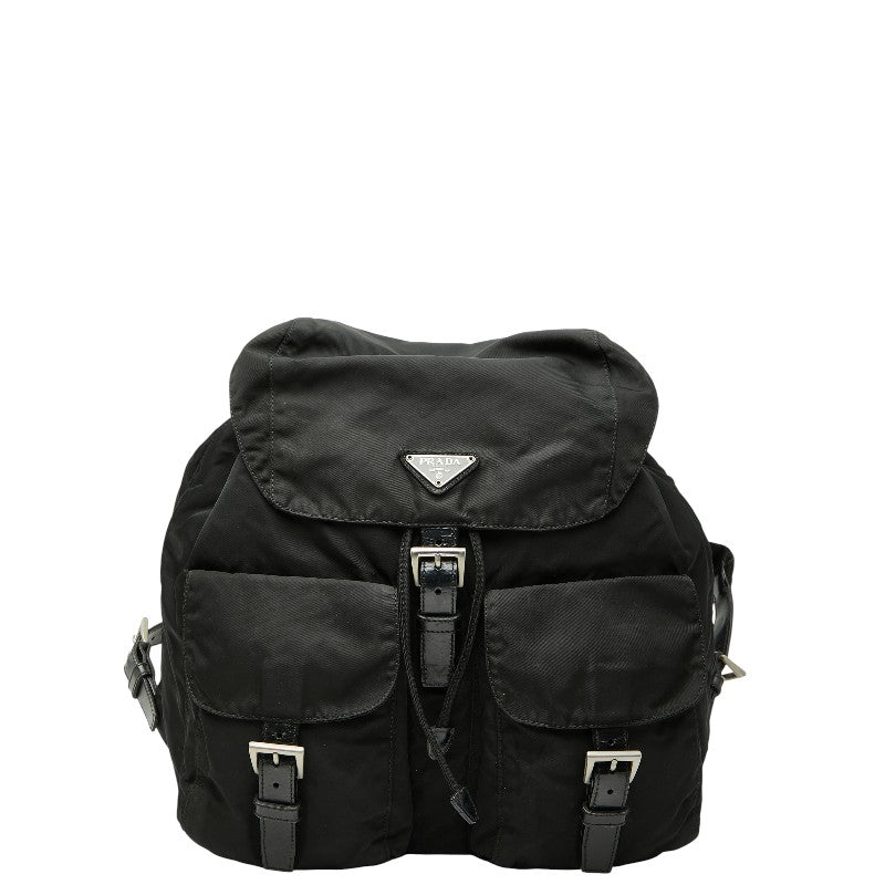 プラダ 三角ロゴプレート リュック バックパック B2811 ブラック ナイロン レザー レディース PRADA 【中古】