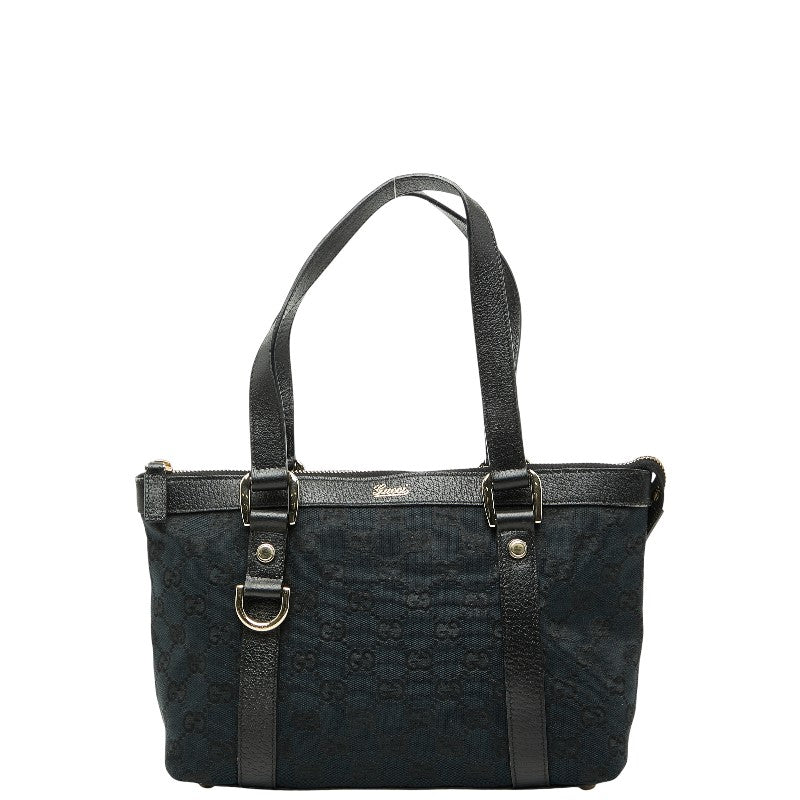 グッチ GGキャンバス アビー ハンドバッグ 141471 ブラック キャンバス レザー レディース GUCCI 中古