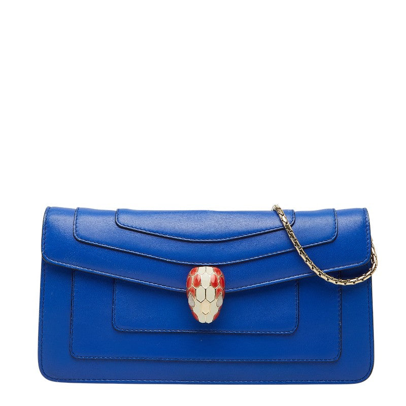 ブルガリ セルペンティ チェーンショルダーバッグ ブルー レザー レディース BVLGARI 中古