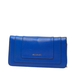 ブルガリ セルペンティ チェーンショルダーバッグ ブルー レザー レディース BVLGARI 中古