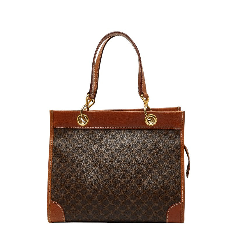 セリーヌ マカダム ハンドバッグ ブラウン PVC レザー レディース CELINE 中古