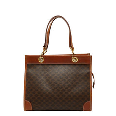 セリーヌ マカダム ハンドバッグ ブラウン PVC レザー レディース CELINE 中古