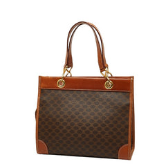 セリーヌ マカダム ハンドバッグ ブラウン PVC レザー レディース CELINE 中古