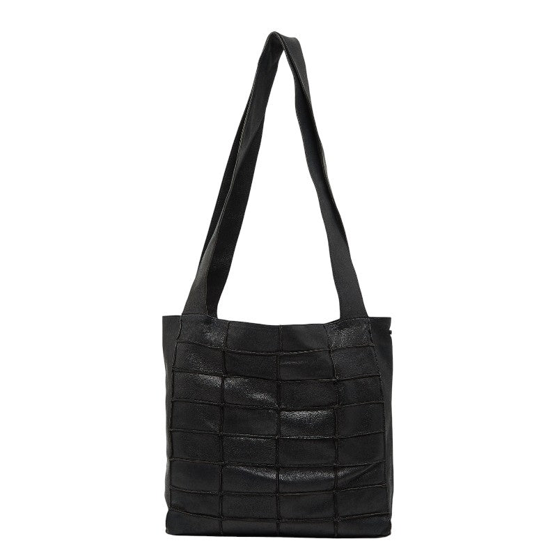 シャネル チョコバー トートバッグ ブラック レザー レディース CHANEL 【中古】
