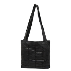 シャネル チョコバー トートバッグ ブラック レザー レディース CHANEL 【中古】