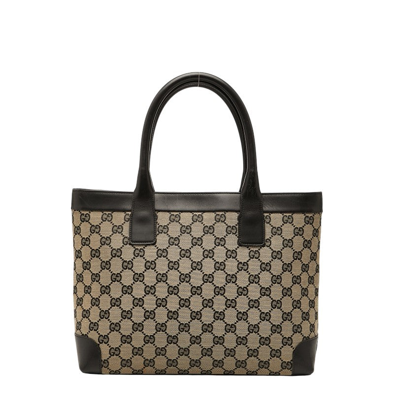 グッチ GGキャンバス ハンドバッグ トートバッグ 002 1119 002058 ベージュ ブラック キャンバス レザー レディース GUCCI 【中古】