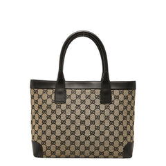 グッチ GGキャンバス ハンドバッグ トートバッグ 002 1119 002058 ベージュ ブラック キャンバス レザー レディース GUCCI 【中古】