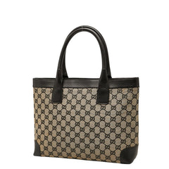 グッチ GGキャンバス ハンドバッグ トートバッグ 002 1119 002058 ベージュ ブラック キャンバス レザー レディース GUCCI 【中古】